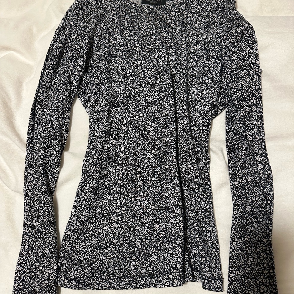 Rag & Bone Black and White Floral Blouse